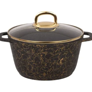 Кастрюля 4,5л со стеклянной крышкой, АП линия "Грация" (черный/золото)