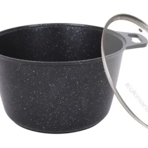 Кастрюля 10л с антипригарным покрытием (темный мрамор) со стеклянной крышкой