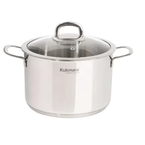 Кастрюля из нержавеющей стали 8л со стеклянной крышкой, линия "Safia"