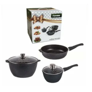 Мечта Набор литой алюминиевой посуды №1 с АП Гранит black 001802