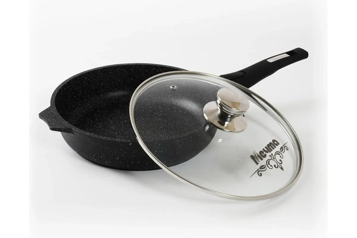 Сковорода 24 см МЕЧТА С024802 АП Гранит black со съемной ручкой и стеклянной крышкой