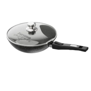 Сковорода ВОК 28см Гранит black с съемной ручкой и стеклянной крышкой арт. с078802