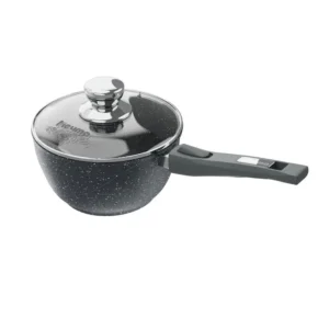 Ковш 1,2л МЕЧТА 081802 АП Гранит black со съемной ручкой и стеклянной крышкой