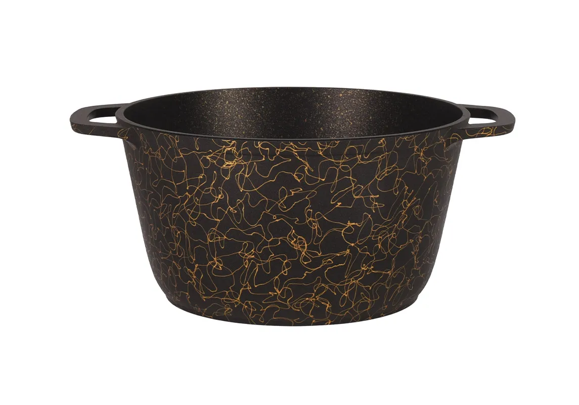 Кастрюля 4,5л со стеклянной крышкой, АП линия "Грация" (черный/золото) — изображение 2
