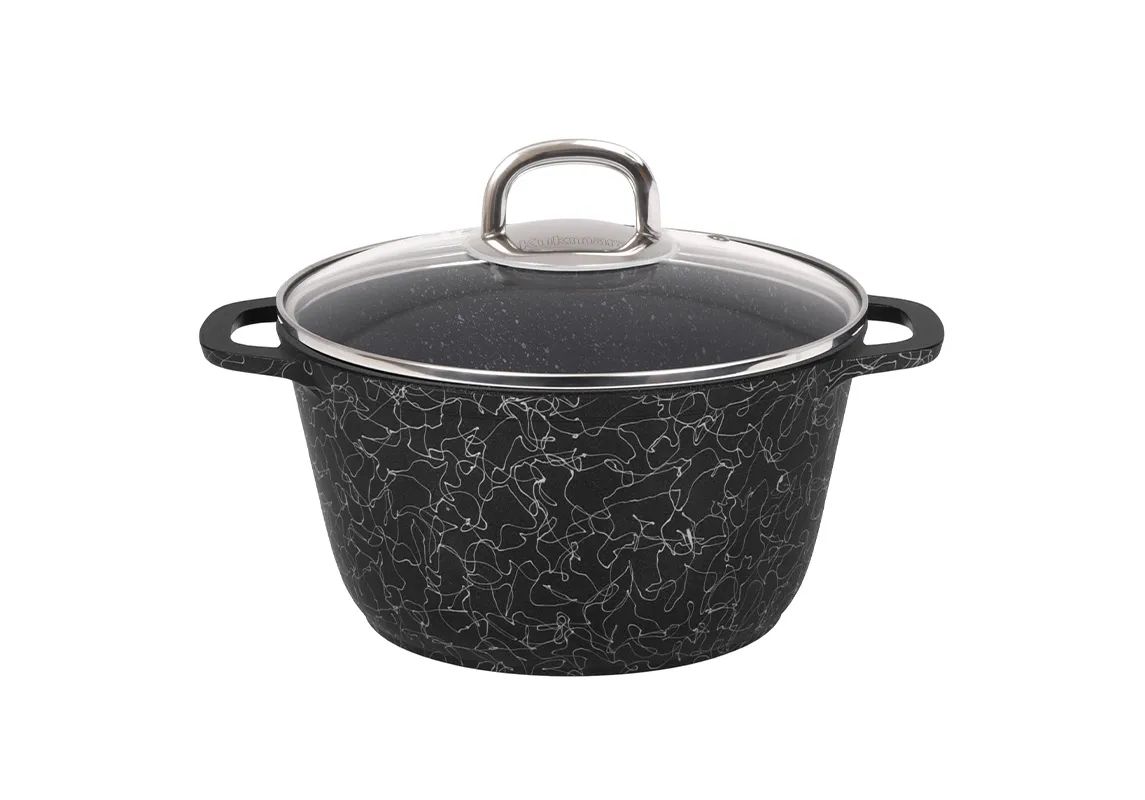 Кастрюля 3,5л со стеклянной крышкой, АП линия "Грация" (черный/серебро)