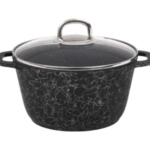 Кастрюля 4,5л со стеклянной крышкой, АП линия "Грация" (черный/серебро)