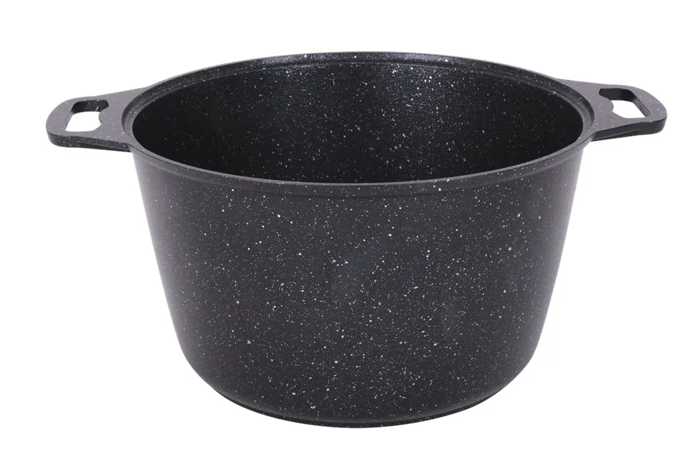 Кастрюля 10л с антипригарным покрытием (темный мрамор) со стеклянной крышкой — изображение 2