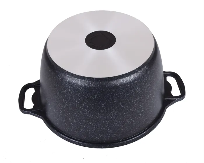 Кастрюля 10л с антипригарным покрытием (темный мрамор) со стеклянной крышкой — изображение 3