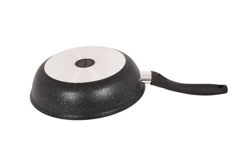 Сковорода 24/6 см с антипригарным покрытием (темный мрамор) с ручкой и стеклянной крышкой — изображение 3