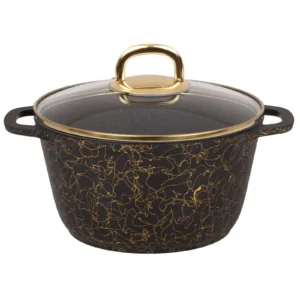 Кастрюля 3,5л со стеклянной крышкой, АП линия "Грация" (черный/золото)